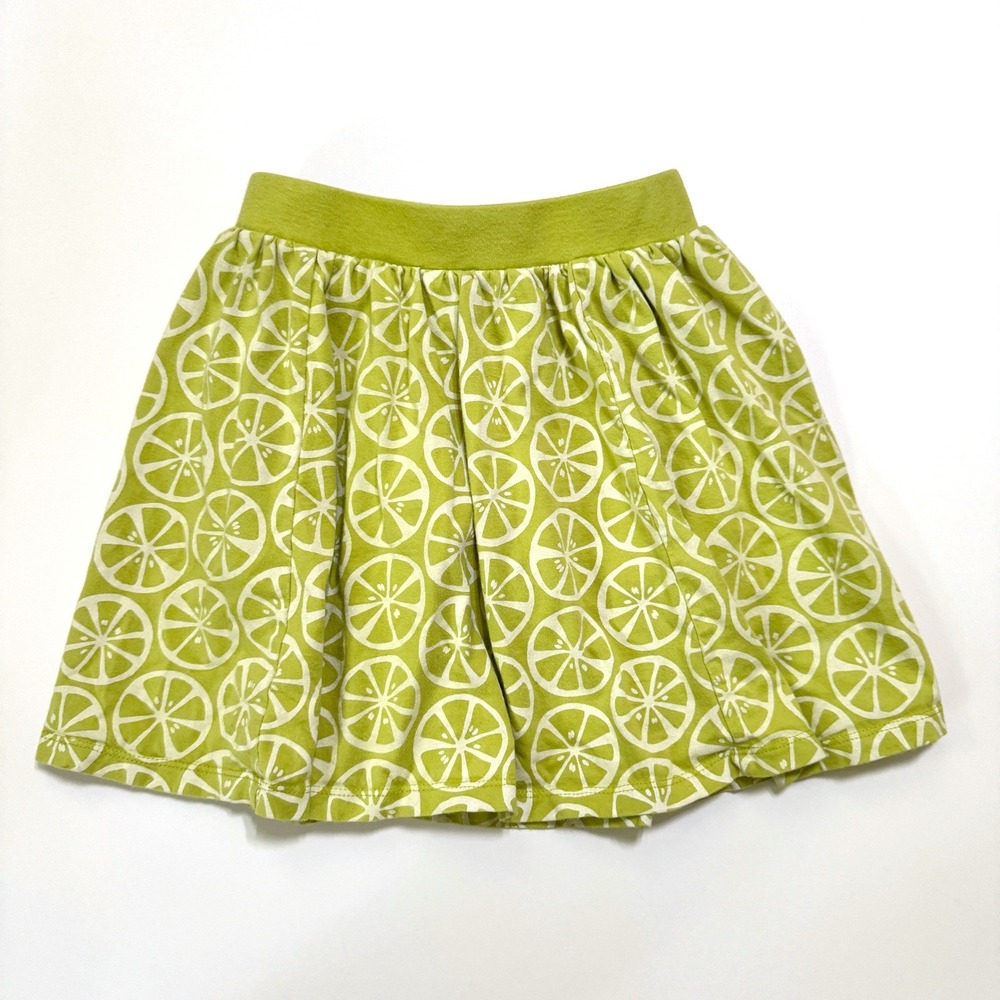 Tea Collection Skort Size 5 Lime Green Citrus Lemon Print Cotton Skirt Shorts